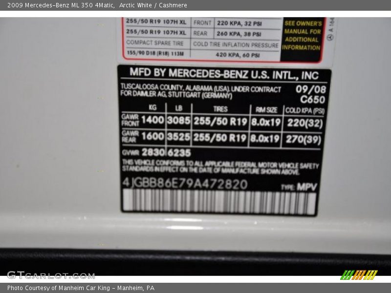 Arctic White / Cashmere 2009 Mercedes-Benz ML 350 4Matic