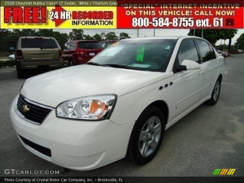 White / Titanium Gray 2008 Chevrolet Malibu Classic LT Sedan