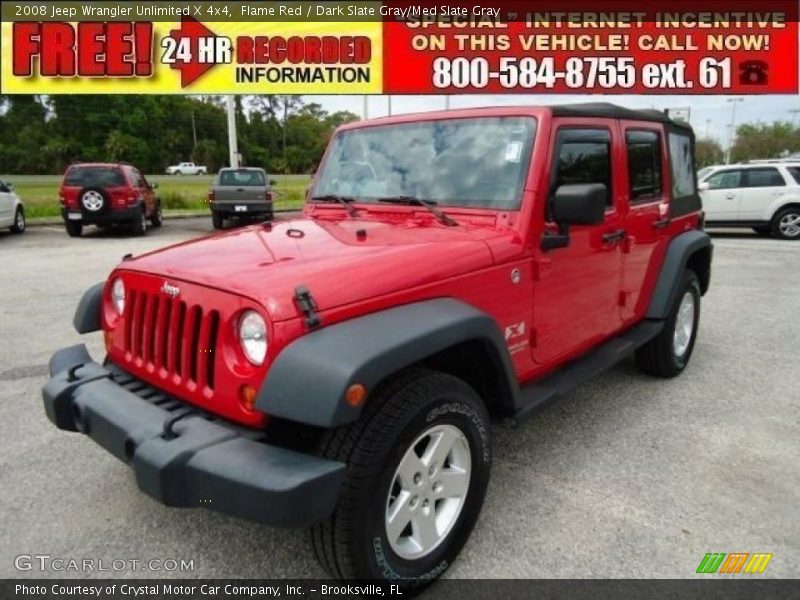 Flame Red / Dark Slate Gray/Med Slate Gray 2008 Jeep Wrangler Unlimited X 4x4