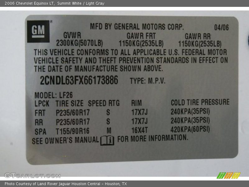 Summit White / Light Gray 2006 Chevrolet Equinox LT
