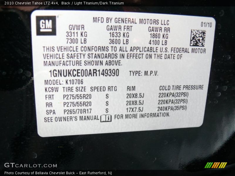 Black / Light Titanium/Dark Titanium 2010 Chevrolet Tahoe LTZ 4x4