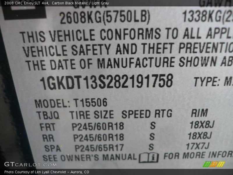 Carbon Black Metallic / Light Gray 2008 GMC Envoy SLT 4x4