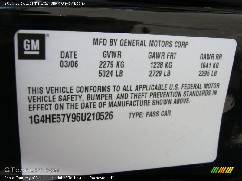Black Onyx / Ebony 2006 Buick Lucerne CXS