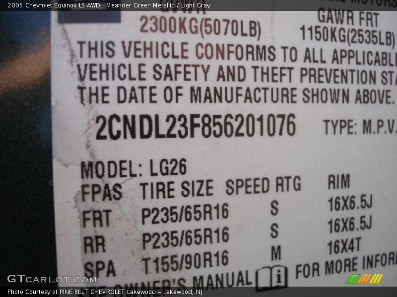 Meander Green Metallic / Light Gray 2005 Chevrolet Equinox LS AWD
