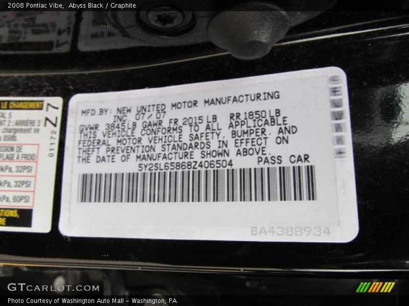 Abyss Black / Graphite 2008 Pontiac Vibe