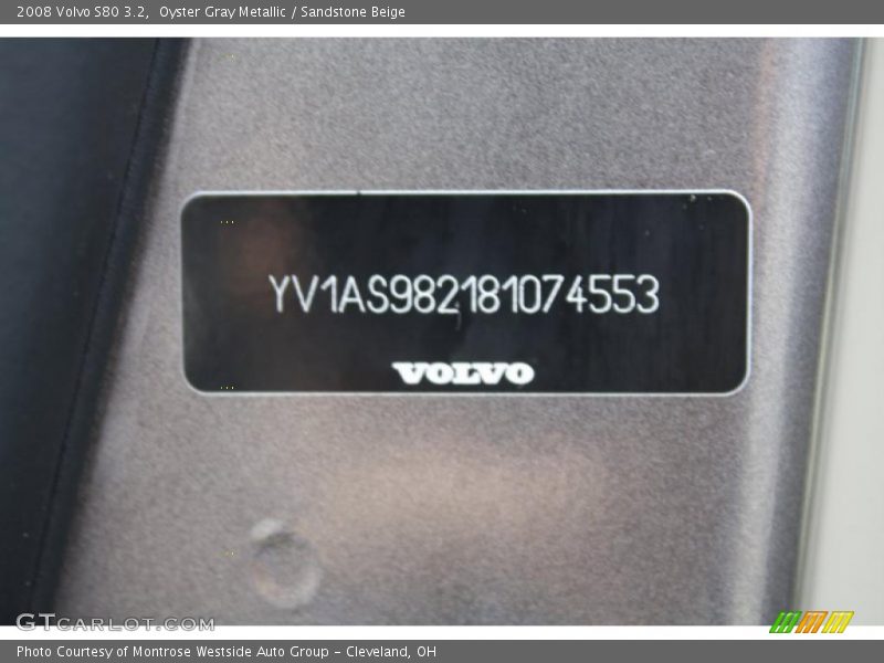 Oyster Gray Metallic / Sandstone Beige 2008 Volvo S80 3.2