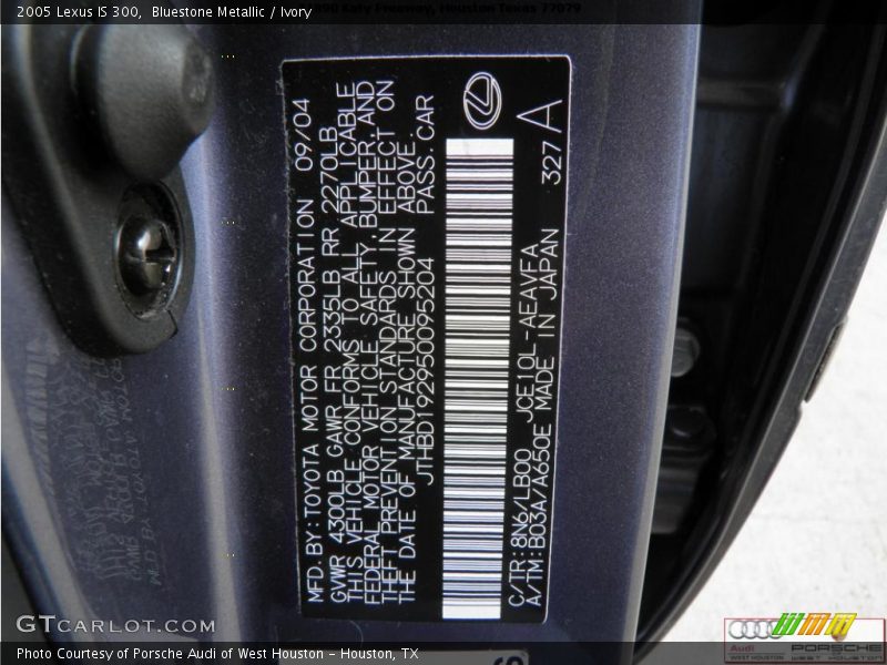 Bluestone Metallic / Ivory 2005 Lexus IS 300