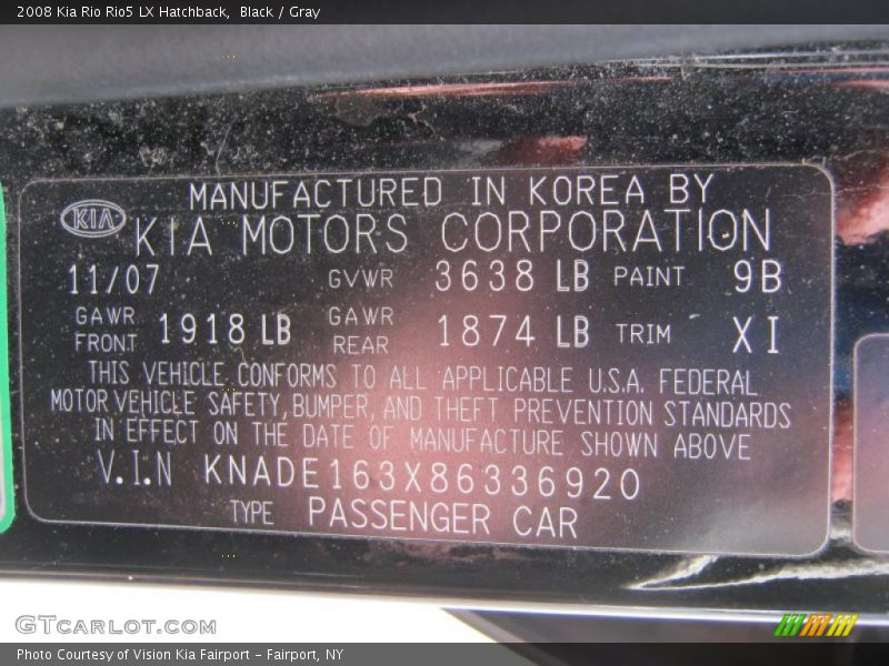 Black / Gray 2008 Kia Rio Rio5 LX Hatchback