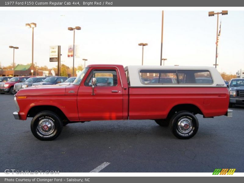 Bright Red / Red 1977 Ford F150 Custom Regular Cab 4x4