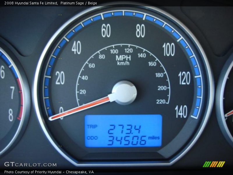 Platinum Sage / Beige 2008 Hyundai Santa Fe Limited