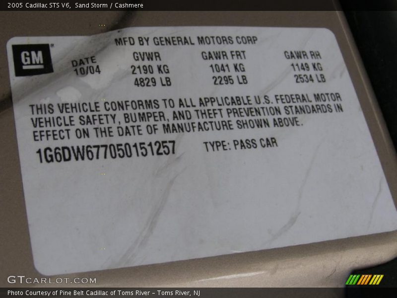 Sand Storm / Cashmere 2005 Cadillac STS V6
