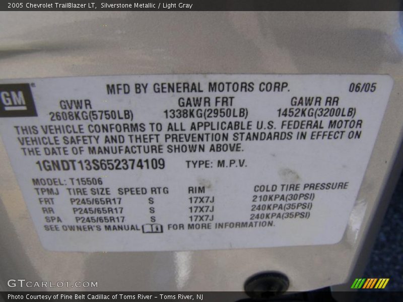 Silverstone Metallic / Light Gray 2005 Chevrolet TrailBlazer LT