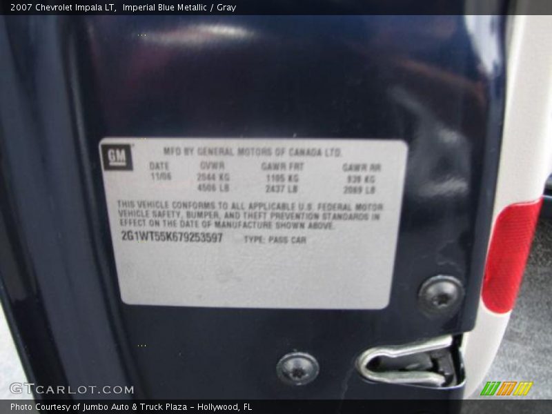 Imperial Blue Metallic / Gray 2007 Chevrolet Impala LT