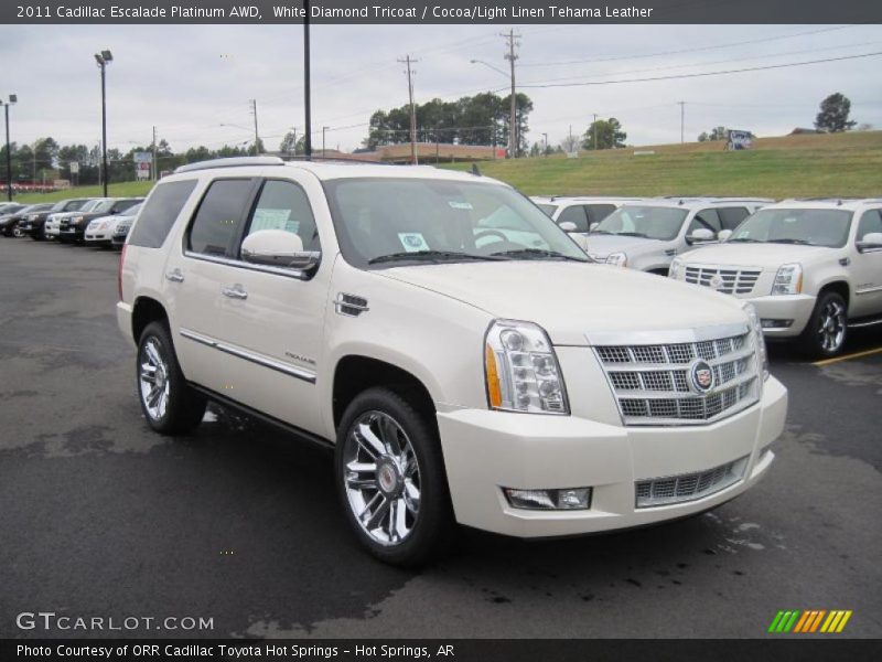 White Diamond Tricoat / Cocoa/Light Linen Tehama Leather 2011 Cadillac Escalade Platinum AWD