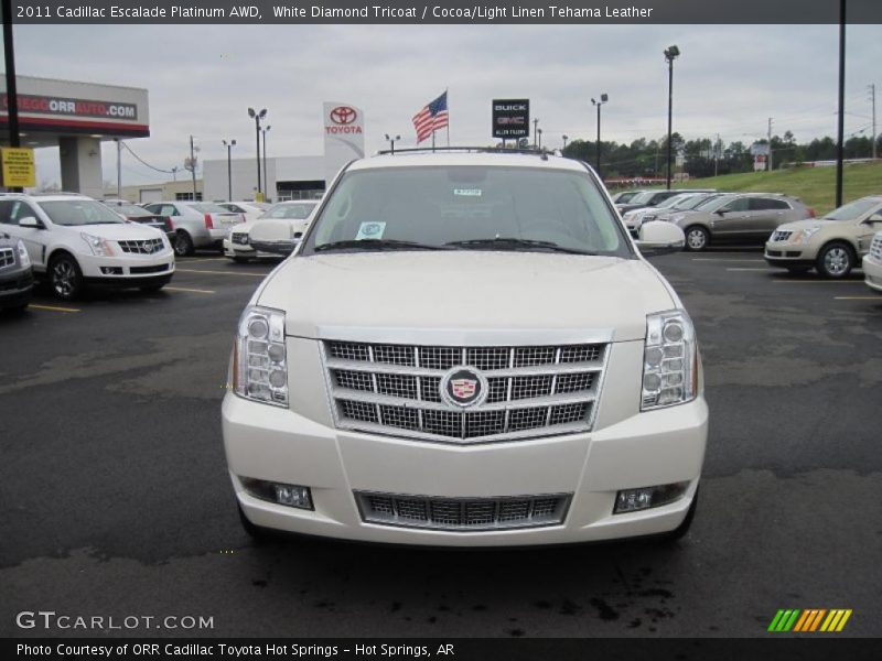 White Diamond Tricoat / Cocoa/Light Linen Tehama Leather 2011 Cadillac Escalade Platinum AWD