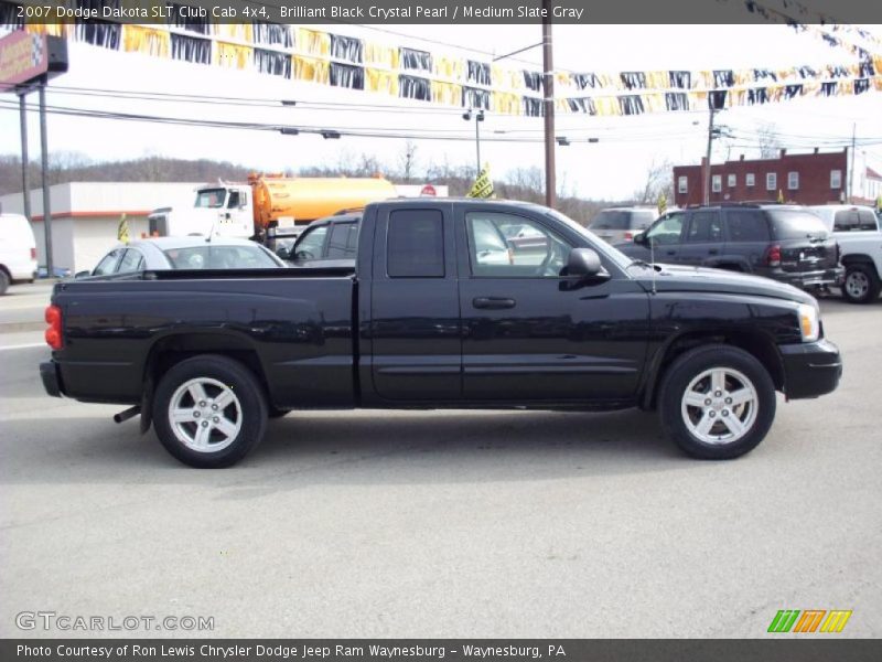 Brilliant Black Crystal Pearl / Medium Slate Gray 2007 Dodge Dakota SLT Club Cab 4x4