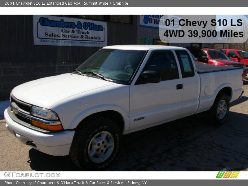 Summit White / Graphite 2001 Chevrolet S10 LS Extended Cab 4x4