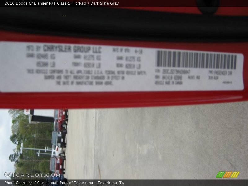TorRed / Dark Slate Gray 2010 Dodge Challenger R/T Classic