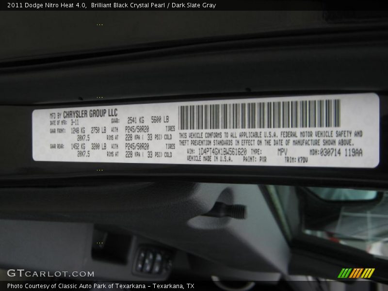 2011 Nitro Heat 4.0 Brilliant Black Crystal Pearl Color Code PXR