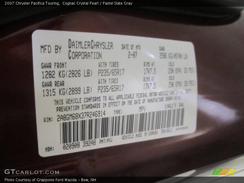 Cognac Crystal Pearl / Pastel Slate Gray 2007 Chrysler Pacifica Touring