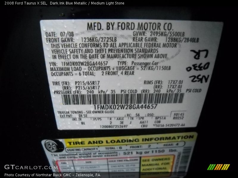 Dark Ink Blue Metallic / Medium Light Stone 2008 Ford Taurus X SEL