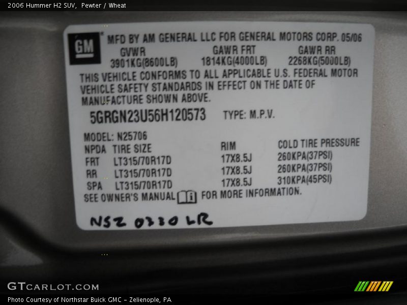 Pewter / Wheat 2006 Hummer H2 SUV