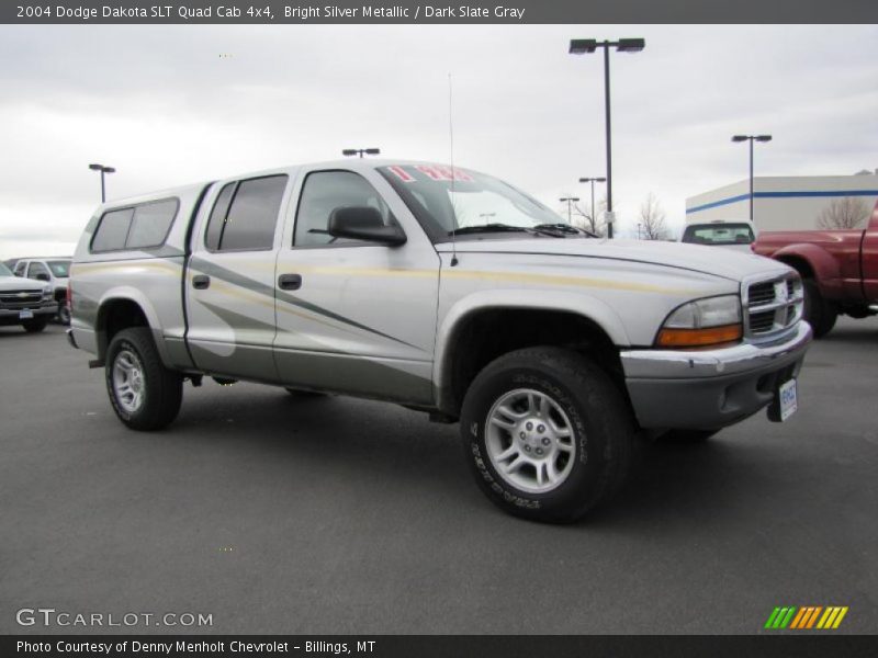 Bright Silver Metallic / Dark Slate Gray 2004 Dodge Dakota SLT Quad Cab 4x4