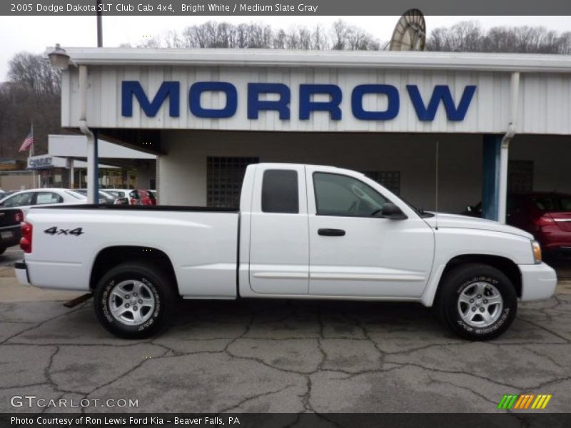 Bright White / Medium Slate Gray 2005 Dodge Dakota SLT Club Cab 4x4