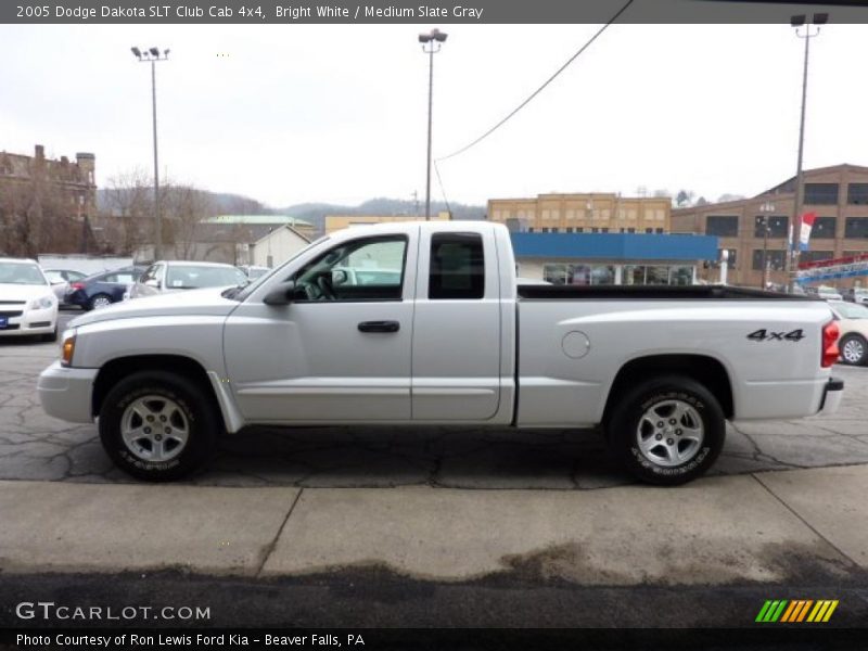 Bright White / Medium Slate Gray 2005 Dodge Dakota SLT Club Cab 4x4
