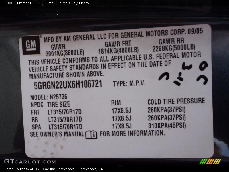 Slate Blue Metallic / Ebony 2006 Hummer H2 SUT