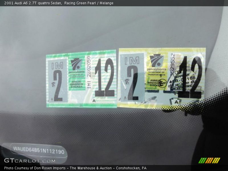 Racing Green Pearl / Melange 2001 Audi A6 2.7T quattro Sedan
