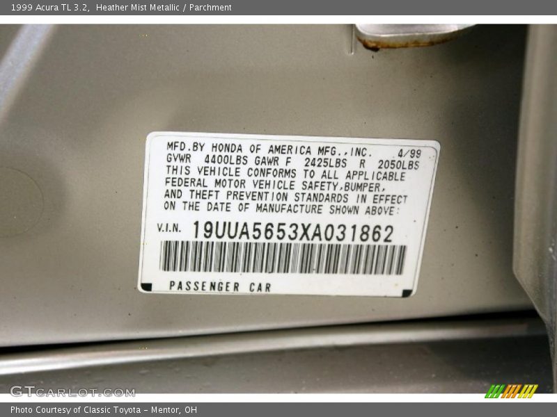 Info Tag of 1999 TL 3.2