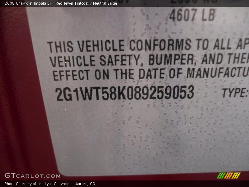 Red Jewel Tintcoat / Neutral Beige 2008 Chevrolet Impala LT
