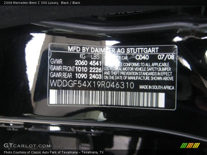 Black / Black 2009 Mercedes-Benz C 300 Luxury