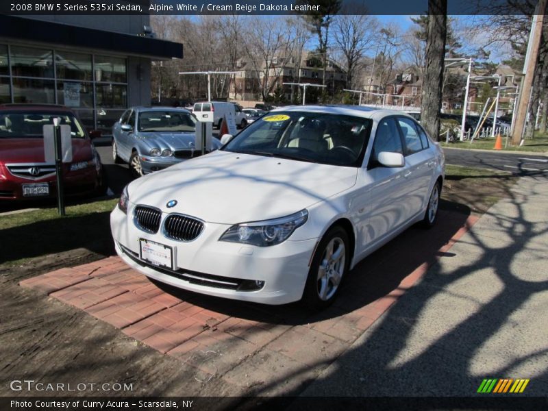 Alpine White / Cream Beige Dakota Leather 2008 BMW 5 Series 535xi Sedan