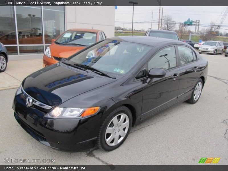Nighthawk Black Pearl / Gray 2008 Honda Civic LX Sedan