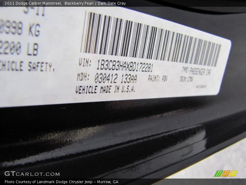 Blackberry Pearl / Dark Slate Gray 2011 Dodge Caliber Mainstreet