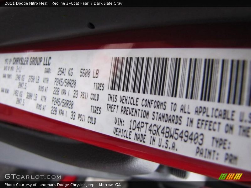 Redline 2-Coat Pearl / Dark Slate Gray 2011 Dodge Nitro Heat