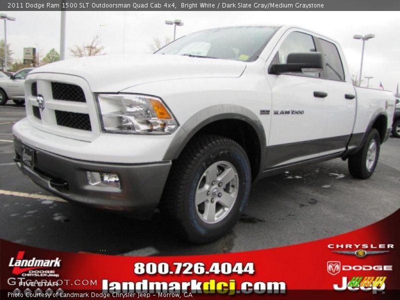 Bright White / Dark Slate Gray/Medium Graystone 2011 Dodge Ram 1500 SLT Outdoorsman Quad Cab 4x4