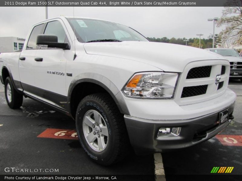 Bright White / Dark Slate Gray/Medium Graystone 2011 Dodge Ram 1500 SLT Outdoorsman Quad Cab 4x4