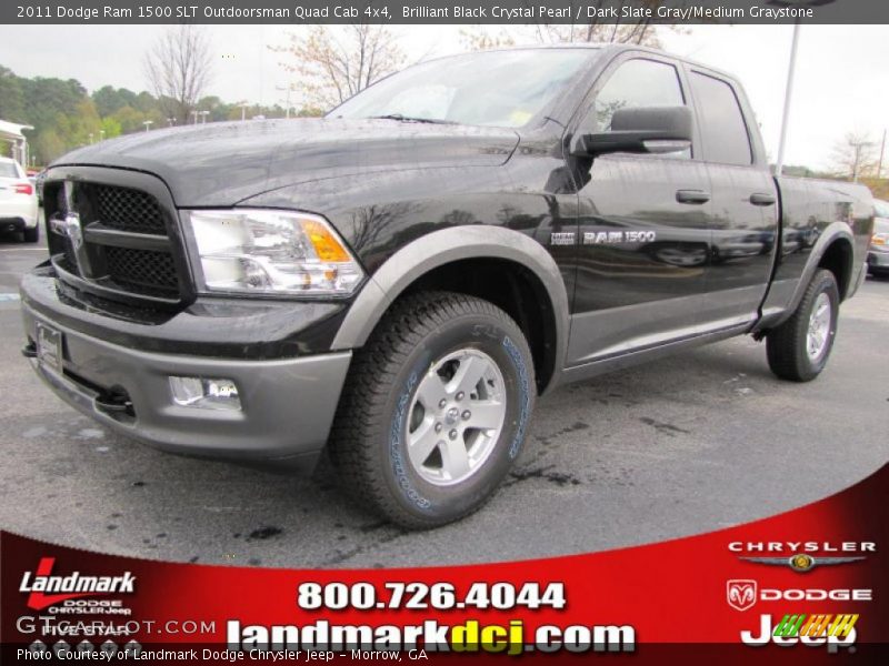 Brilliant Black Crystal Pearl / Dark Slate Gray/Medium Graystone 2011 Dodge Ram 1500 SLT Outdoorsman Quad Cab 4x4