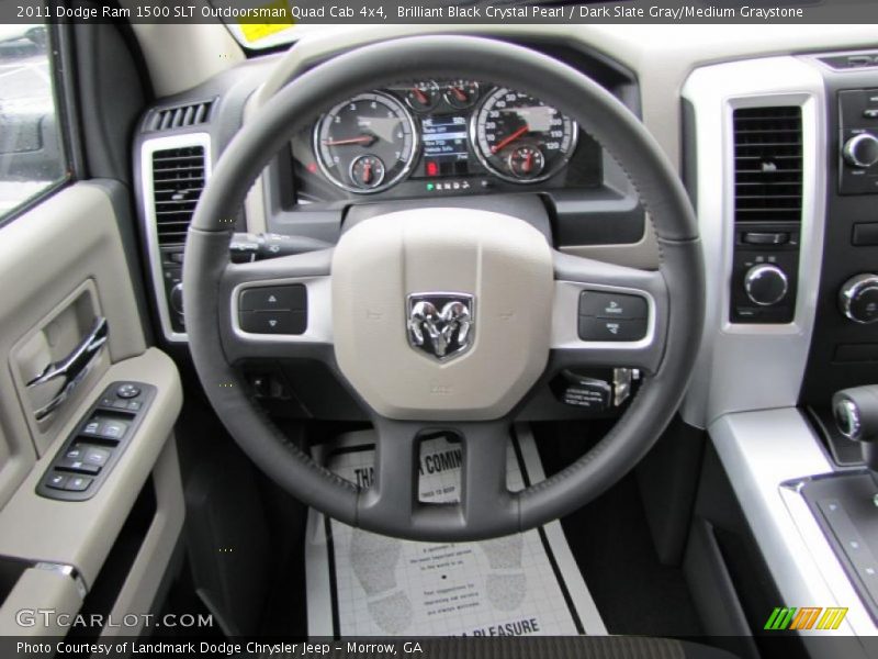 Brilliant Black Crystal Pearl / Dark Slate Gray/Medium Graystone 2011 Dodge Ram 1500 SLT Outdoorsman Quad Cab 4x4