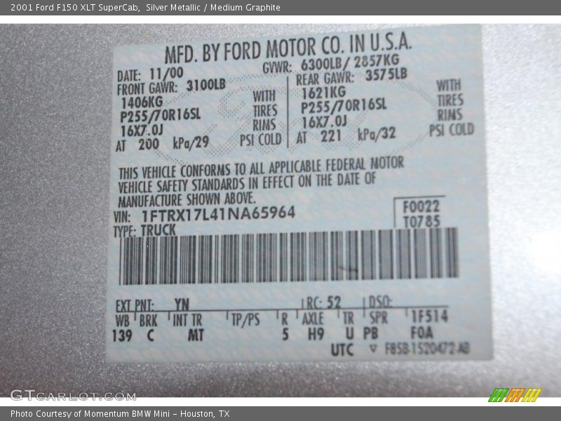 Silver Metallic / Medium Graphite 2001 Ford F150 XLT SuperCab