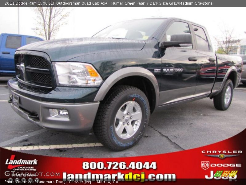 Hunter Green Pearl / Dark Slate Gray/Medium Graystone 2011 Dodge Ram 1500 SLT Outdoorsman Quad Cab 4x4