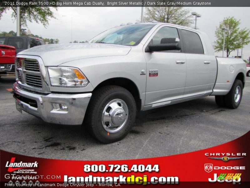 Bright Silver Metallic / Dark Slate Gray/Medium Graystone 2011 Dodge Ram 3500 HD Big Horn Mega Cab Dually