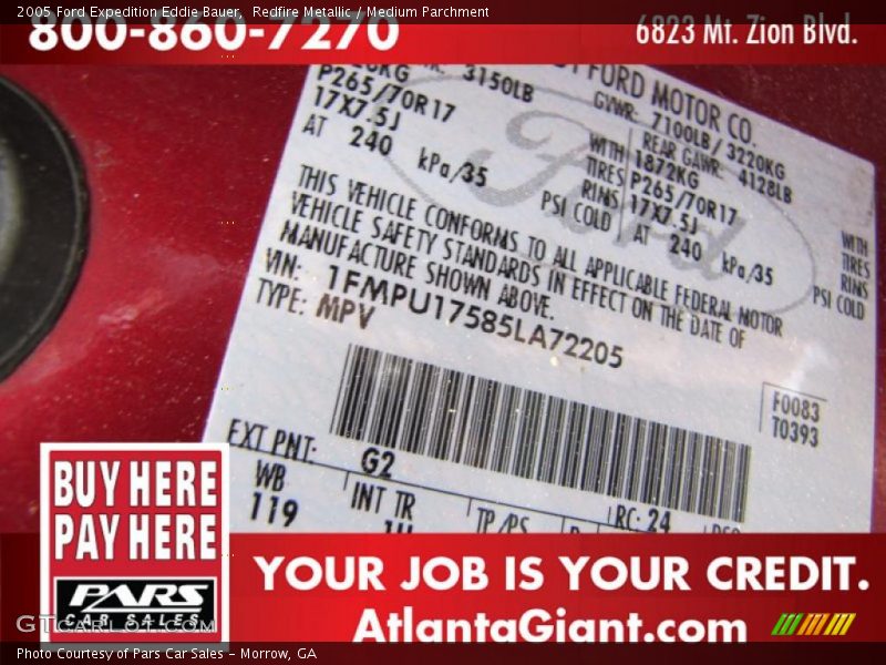 Redfire Metallic / Medium Parchment 2005 Ford Expedition Eddie Bauer