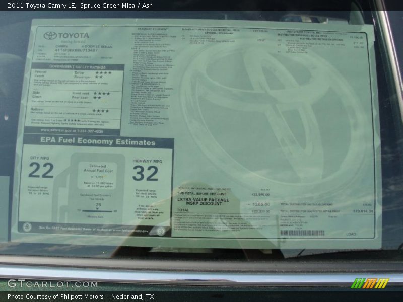 Spruce Green Mica / Ash 2011 Toyota Camry LE