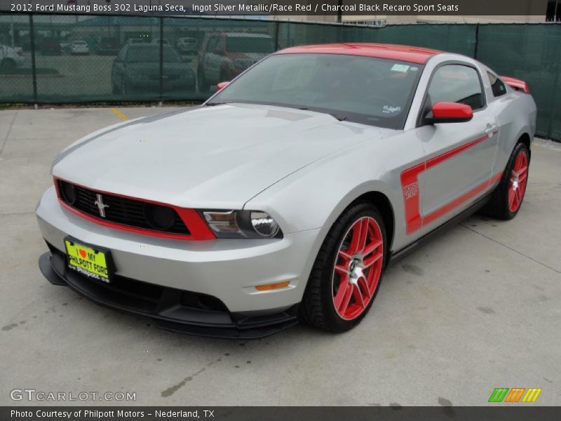 Ingot Silver Metallic/Race Red / Charcoal Black Recaro Sport Seats 2012 Ford Mustang Boss 302 Laguna Seca