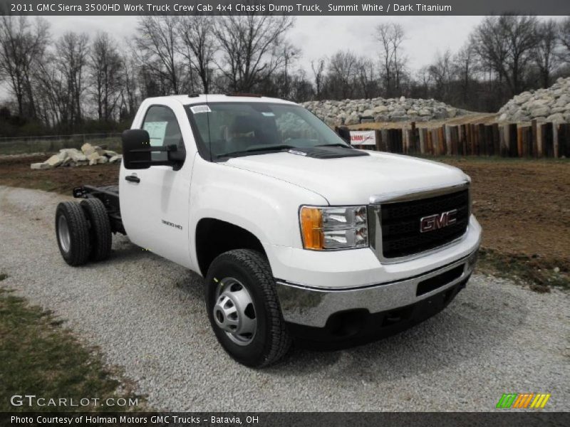 Front 3/4 View of 2011 Sierra 3500HD Work Truck Crew Cab 4x4 Chassis Dump Truck