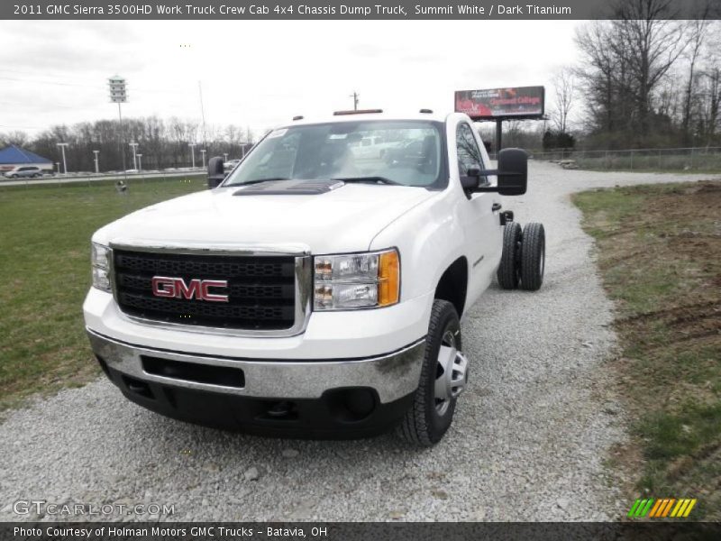 Front 3/4 View of 2011 Sierra 3500HD Work Truck Crew Cab 4x4 Chassis Dump Truck